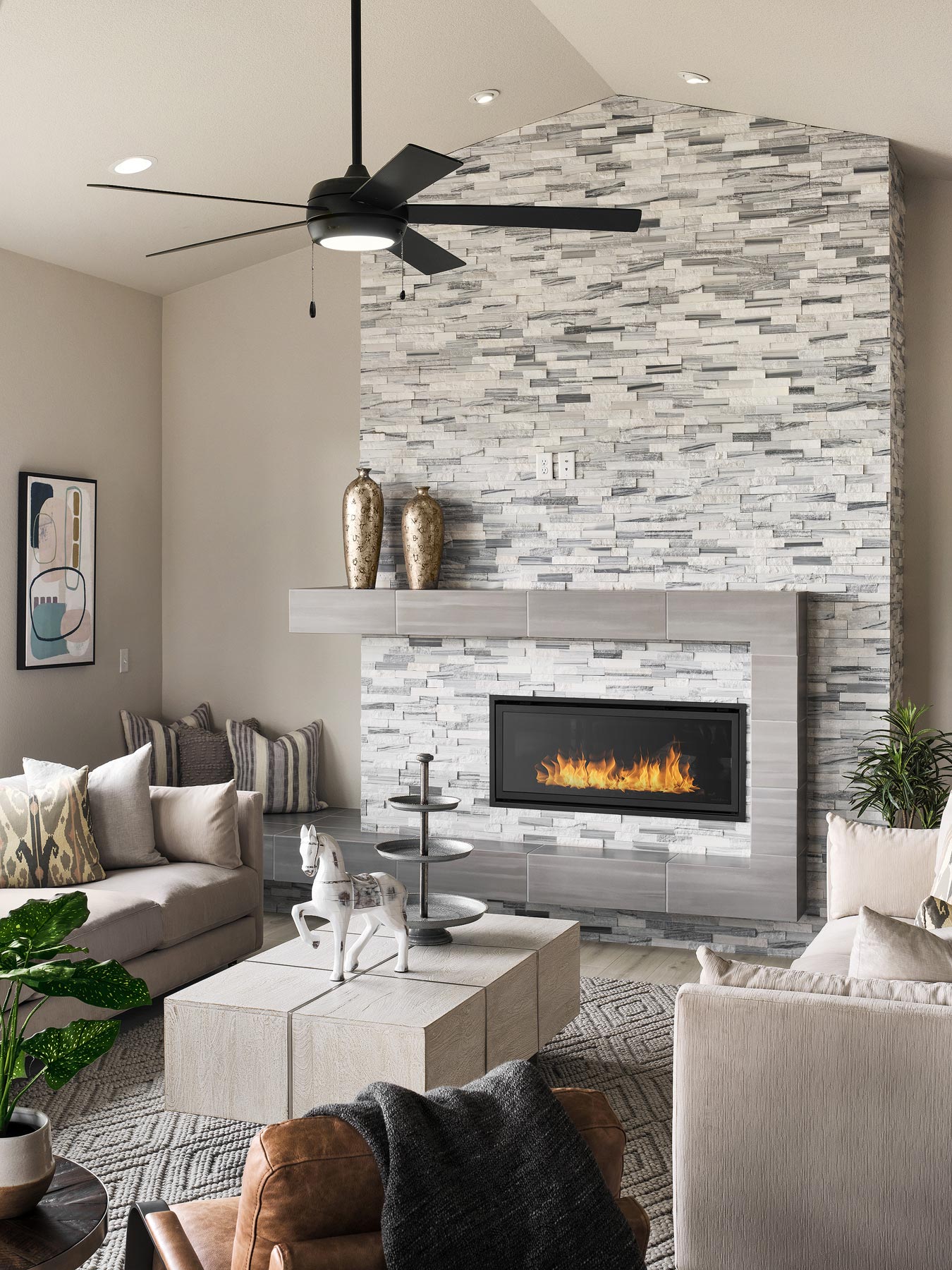 Residential branding photography by Warren Diggles. Living room and fireplace by Windmill Homes